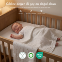 Happy Bee Nakışlı %100 Organik Pamuk 2'li Müslin Örtü Seti 90 x 90 cm