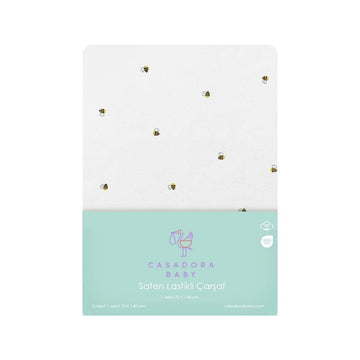 Happy Bee %100 organik Pamuk Saten Bebek Lastikli Çarşaf