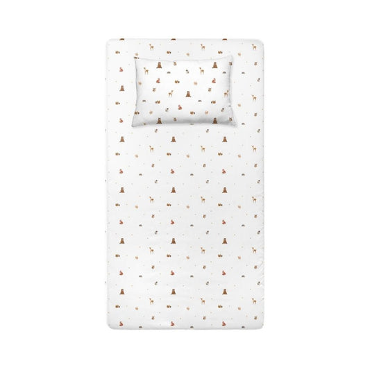 Forest Amigos 100% Cotton Combed Baby Fitted Sheet Set - 100x200 cm + 50x70 cm