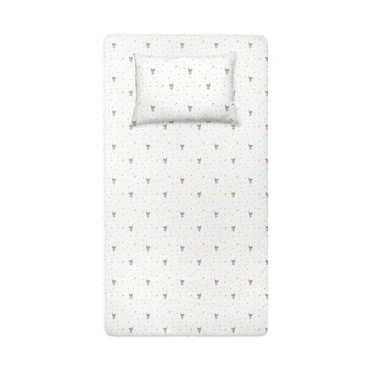 Koko 100% Cotton Satin Baby Fitted Sheet Set - 100x200 cm + 50x70 cm