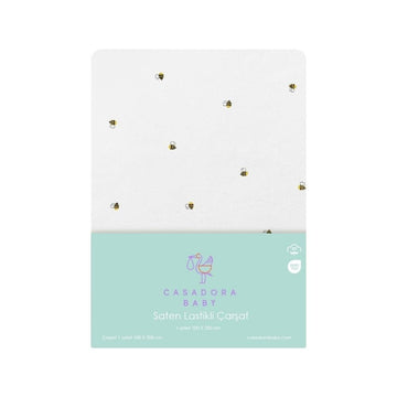 Happy Bee 100% Cotton Satin Elastic Baby Sheet - 100 x 200 cm