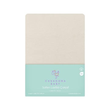 Beiges elastisches Babylaken aus 100 % Baumwollsatin – 100 x 200 cm