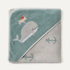 Whale Pattern Embroidered 100% Organic Cotton Velour Towel Swaddle - 80x80cm