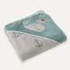 Whale Pattern Embroidered 100% Organic Cotton Velour Towel Swaddle - 80x80cm