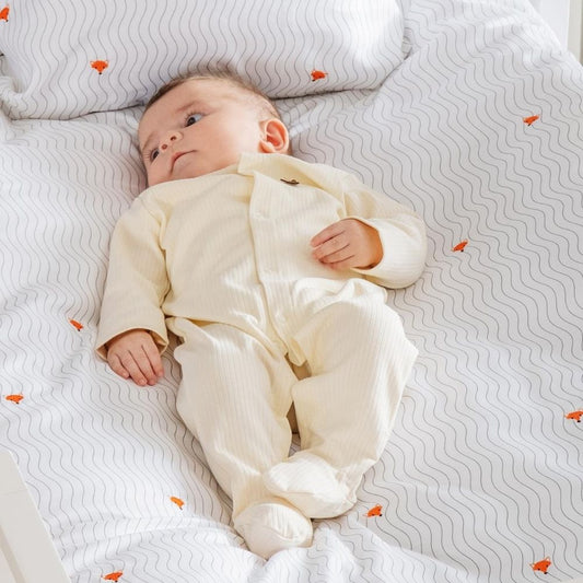 Cool Fox 100% Organic Cotton Satin Embroidered Baby Bedding Set