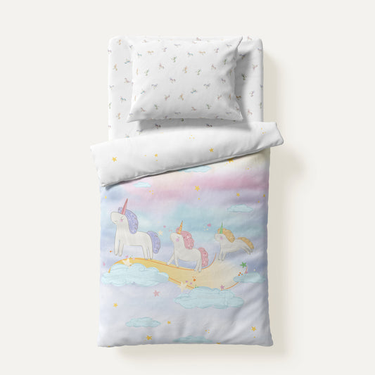 Astra 100% Organic Cotton Satin Single Child Duvet Cover Set - 120x200cm sheets