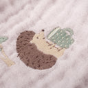 100% Organic Cotton Hedgehog Embroidered Shepherd Stitch Muslin Blanket 100 x 100 cm