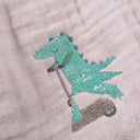 %100 Organik Pamuk Timsah Nakışlı Çoban Dikişli Müslin Battaniye 100 x 100 cm