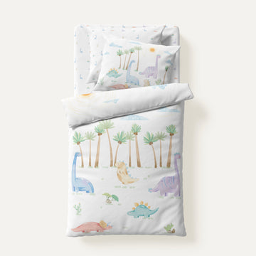 Dino 100% Organic Cotton Satin Baby Bedding Set