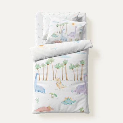 Dino 100% Organic Cotton Satin Baby Bedding Set
