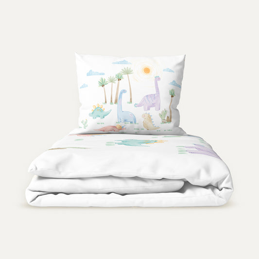 Dino 100% Organic Cotton Satin Baby Bedding Set