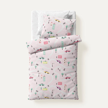 Happy Cars 100% Organic Cotton Satin Baby Bedding Set