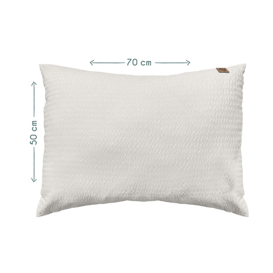 Beige 100% Cotton, Poplin Seersucker Pillowcase - 50x70 cm
