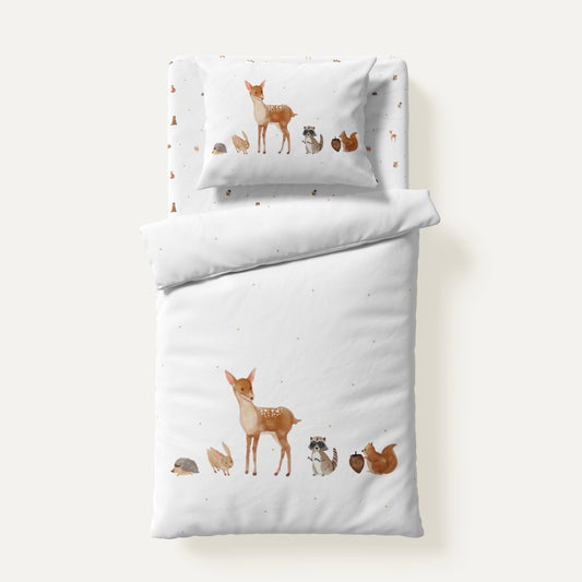 Forest Amigos 100% Organic Cotton, Satin Single Child Duvet Cover Set