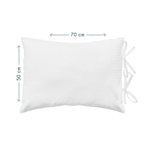 100% Organic Cotton, Seersucker White Fitted Sheet Set 100x200cm + 50x70cm