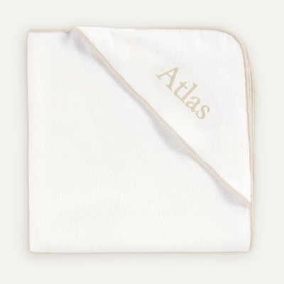 İsme Özel Nakışlı Bej Biyeli %100 Organik Pamuk Bebek Havlu Kundak 80 x 80 cm