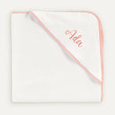 İsme Özel Nakışlı Somon Biyeli %100 Organik Pamuk Bebek Havlu Kundak 80 x 80 cm