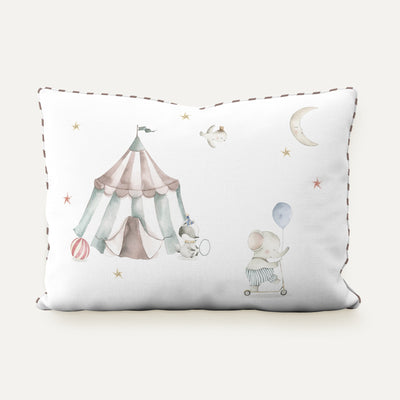 Circus 100% Organic Cotton Filled Baby Cushion with Piped Trim