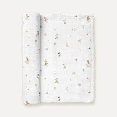 Circus 100% Organic Cotton Washed Muslin Blanket - 115x115 cm