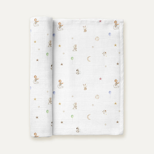 Circus 100% Organic Cotton Washed Muslin Blanket - 115x115 cm