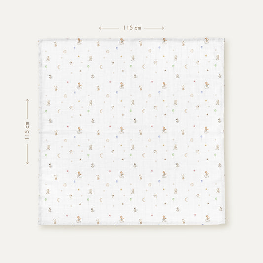 Circus 100% Organic Cotton Washed Muslin Blanket - 115x115 cm