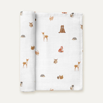 Forest Amigos %100 Organik Pamuk Yıkanmış Müslin Örtü