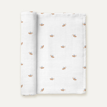 Happy Tony 100% Organic Cotton Washed Muslin Blanket - 115x115 cm