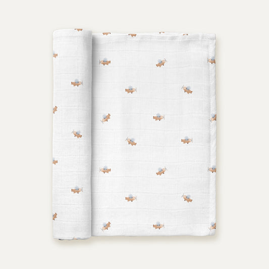Happy Tony 100% Organic Cotton Washed Muslin Blanket - 115x115 cm