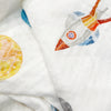 Space Planet 100% Organic Cotton Washed Muslin Blanket - 115x115 cm