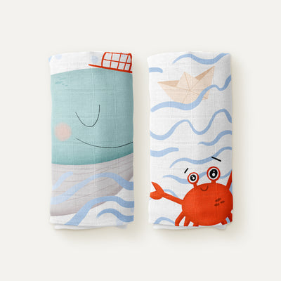 Boubou 100% Organic Cotton Muslin Blanket Set (90x90 cm, 2-piece)