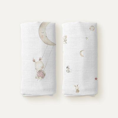 Circus 100% Organic Cotton Muslin Blanket Set (90x90cm 2-Piece)