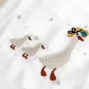 Feather 100% Organic Cotton Embroidered Muslin Blanket Set 90 x 90 cm