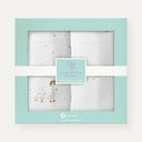 Feather 100% Organic Cotton Embroidered Muslin Blanket Set 90 x 90 cm