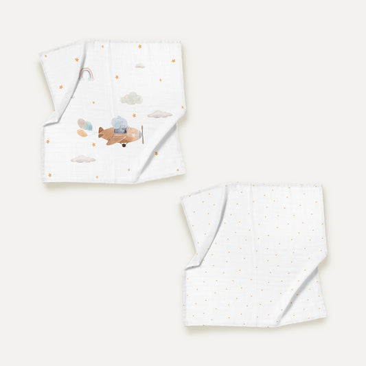 Happy Tony 100% Organic Cotton Muslin Blanket Set (90x90 cm, 2-piece)