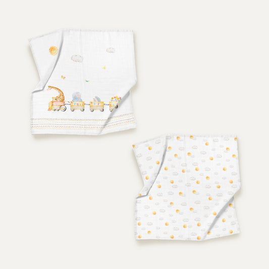 Loco Voyage 100% Organic Cotton Muslin Blanket Set (90x90 cm, 2-piece)