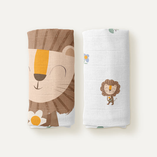 Simba 100% Organic Cotton Muslin Blanket Set (90X90CM 2-PIECE)