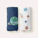 Space Planet %100 Organik Pamuk Müslin 2'li Örtü Seti 90 x 90 cm