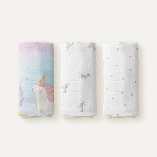 Astra 100% Organic Cotton Muslin Blanket Set (70x70 cm, 3-Piece)