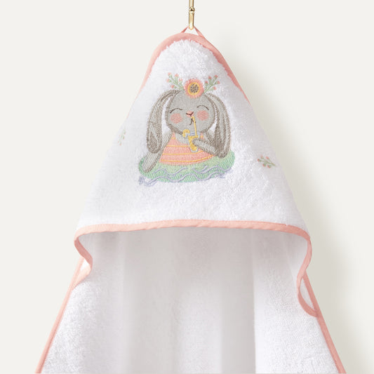 Loulou 100% Organic Cotton Embroidered Baby Swaddle Towel - 80x80cm