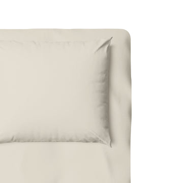 %100 Organik Pamuk Bej Saten Fitted Çarşaf Seti - 70x140x20+35x45