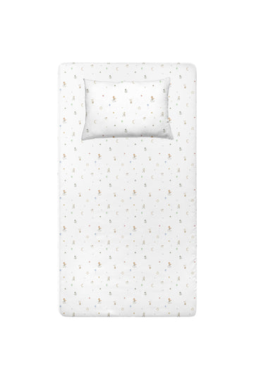 Circus 100% Organic Cotton Satin Fitted Sheet Set - 140x200x30+50x70cm