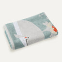 Whale Pattern Embroidered 100% Organic Cotton Velour Towel - 70x140cm