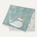 Whale Pattern Embroidered 100% Organic Cotton Velour Towel - 70x140cm