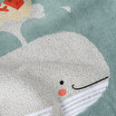 Whale Pattern Embroidered 100% Organic Cotton Velour Towel - 70x140cm