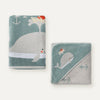 Whale Pattern Embroidered Towel Set - 70x140cm + 80x80cm