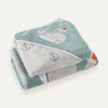 Whale Pattern Embroidered Towel Set - 70x140cm + 80x80cm