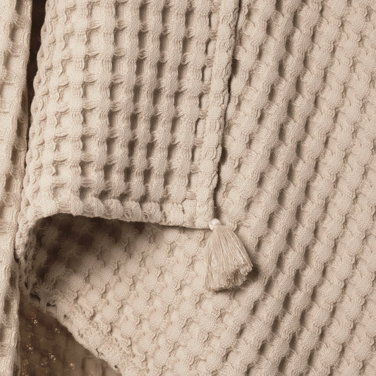 Waffle %100 Organik Pamuk Bebek Pike Örtü Bej