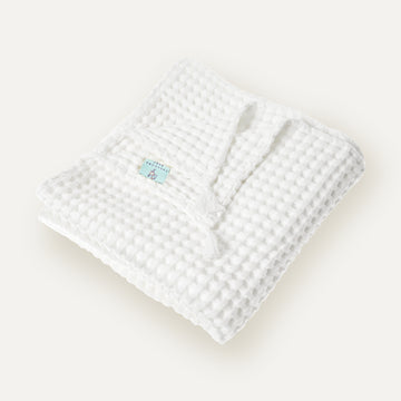 %100 Organik Pamuk Waffle Bebek Pike Örtü Beyaz