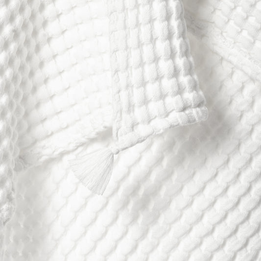 %100 Organik Pamuk Waffle Bebek Pike Örtü Beyaz