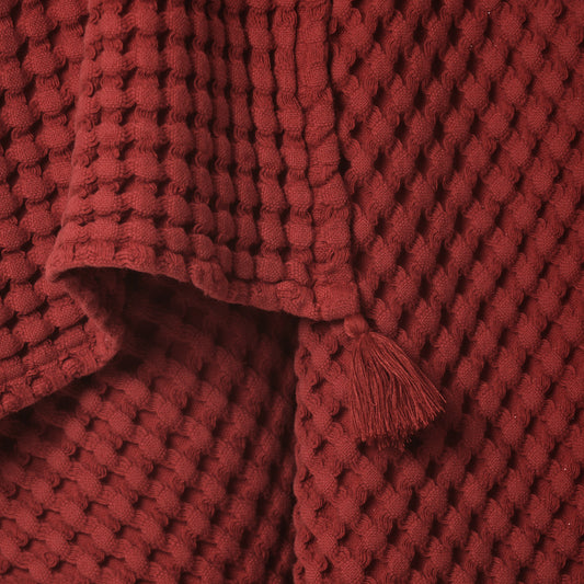 %100 Organik Pamuk Waffle Bebek Pike Örtü Kiremit